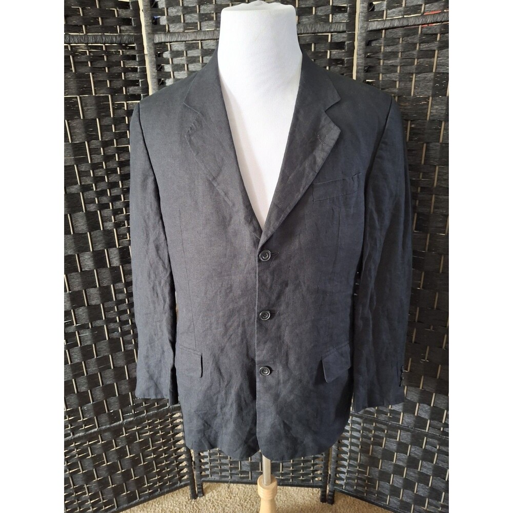 Vintage Banana Republic Blazer Jacket Mens 40S Black Sport Coat Y2K 3 Button